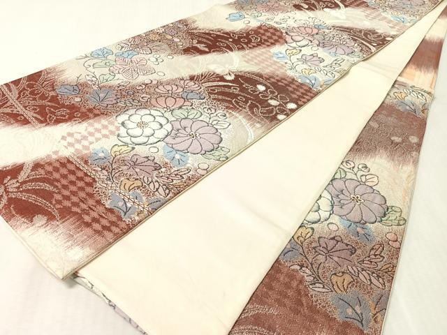 平和屋着物●六通柄袋帯　辻が花　金糸　正絹　逸品　CABL0223vp
