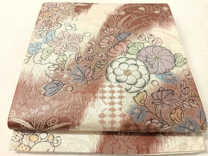 平和屋着物●六通柄袋帯　辻が花　金糸　正絹　逸品　CABL0223vp