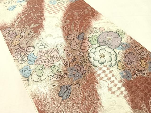 平和屋着物●六通柄袋帯　辻が花　金糸　正絹　逸品　CABL0223vp