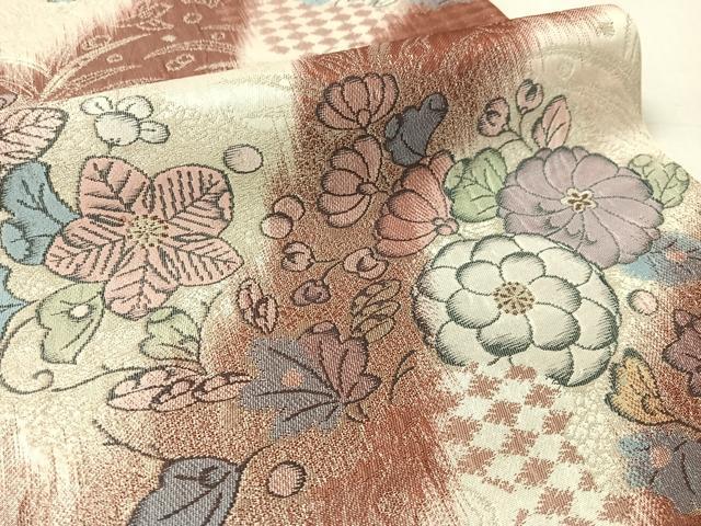 平和屋着物●六通柄袋帯　辻が花　金糸　正絹　逸品　CABL0223vp