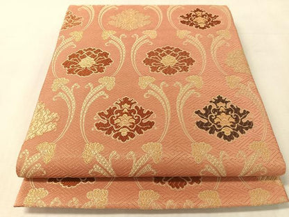 平和屋着物●六通柄袋帯　唐織　能衣綴れ　立涌牡丹　金糸　正絹　逸品　CABL0225vp