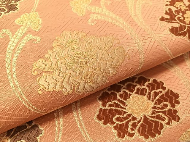平和屋着物●六通柄袋帯　唐織　能衣綴れ　立涌牡丹　金糸　正絹　逸品　CABL0225vp