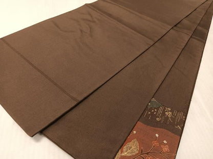 平和屋着物●太鼓柄袋帯　草花文　金彩　正絹　逸品　未使用　CABL0227vp