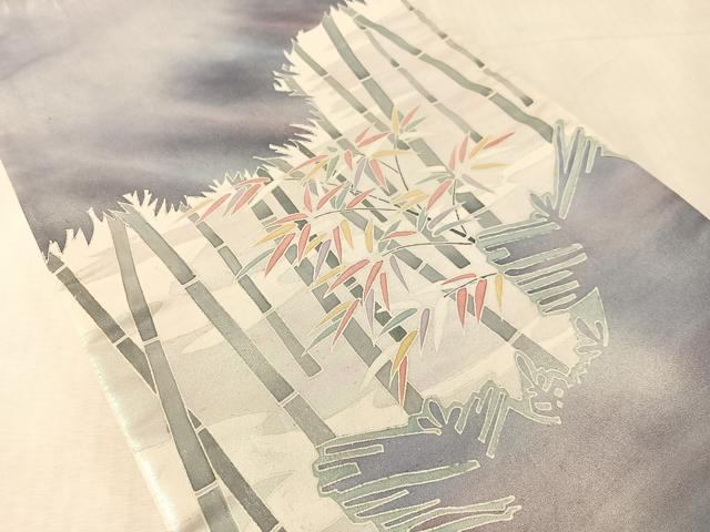 平和屋着物●森川明洋作　太鼓柄袋帯　笹竹文　銀彩　正絹　逸品　CABL0231vp