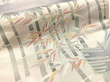 平和屋着物●森川明洋作　太鼓柄袋帯　笹竹文　銀彩　正絹　逸品　CABL0231vp