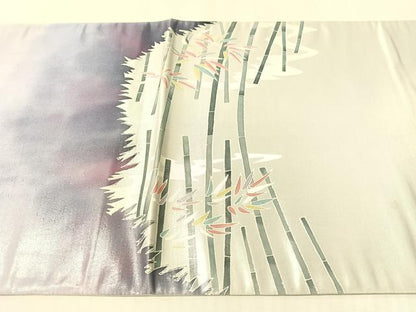 平和屋着物●森川明洋作　太鼓柄袋帯　笹竹文　銀彩　正絹　逸品　CABL0231vp
