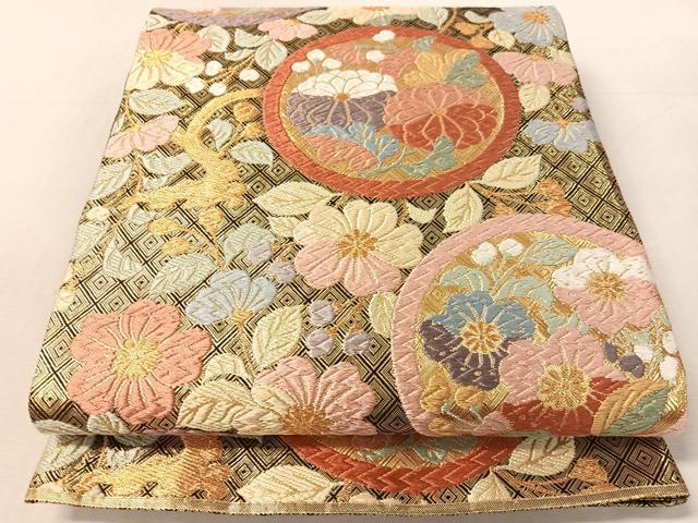 平和屋着物●佐賀錦　六通柄袋帯　唐織　辻が花　金糸　正絹　逸品　CABL0233vp