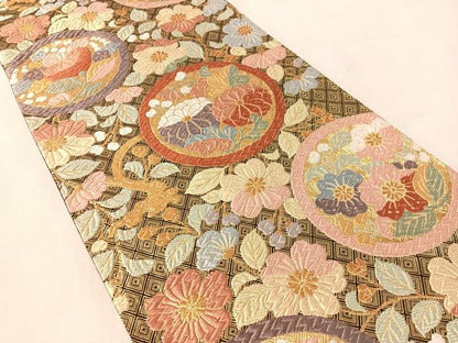 平和屋着物●佐賀錦　六通柄袋帯　唐織　辻が花　金糸　正絹　逸品　CABL0233vp
