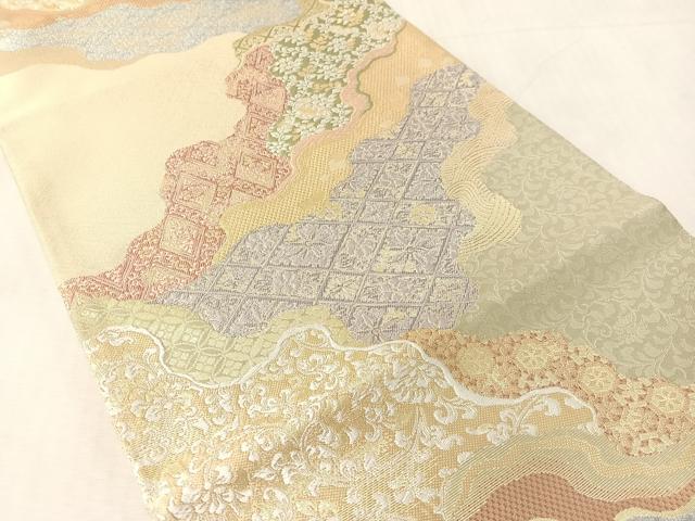 平和屋着物●六通柄袋帯　唐織　みちなが　金糸　正絹　逸品　CABL0234vp