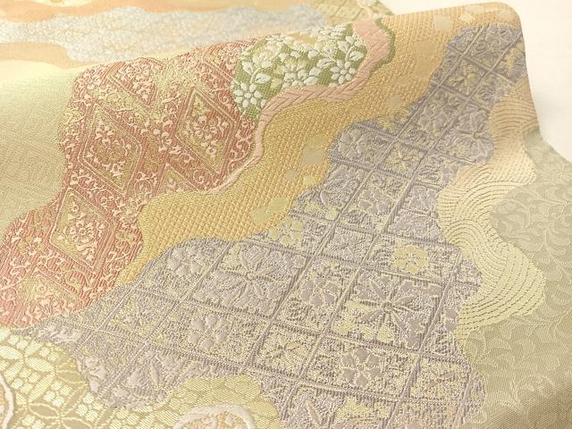 平和屋着物●六通柄袋帯　唐織　みちなが　金糸　正絹　逸品　CABL0234vp