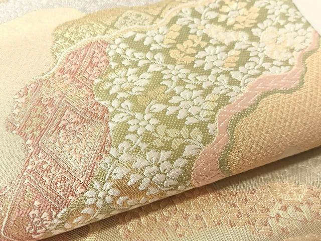 平和屋着物●六通柄袋帯　唐織　みちなが　金糸　正絹　逸品　CABL0234vp