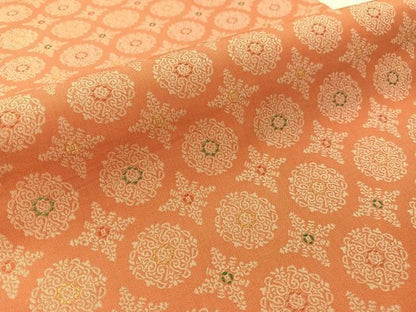 平和屋着物●全通柄袋帯　菱花丸文　金糸　正絹　逸品　CABL0239vp