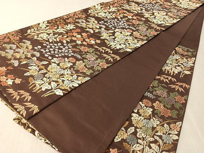 平和屋着物●六通柄袋帯　唐織　草花文　金糸　正絹　逸品　CABL0240vp