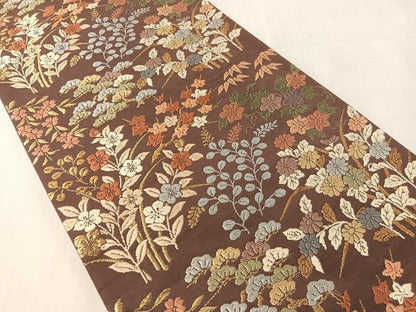 平和屋着物●六通柄袋帯　唐織　草花文　金糸　正絹　逸品　CABL0240vp