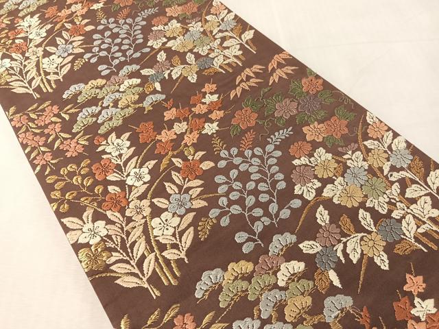 平和屋着物●六通柄袋帯　唐織　草花文　金糸　正絹　逸品　CABL0240vp