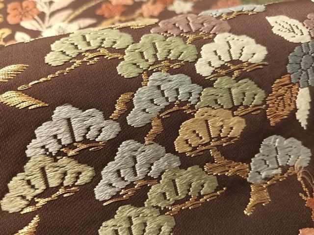 平和屋着物●六通柄袋帯　唐織　草花文　金糸　正絹　逸品　CABL0240vp