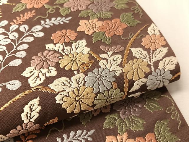 平和屋着物●六通柄袋帯　唐織　草花文　金糸　正絹　逸品　CABL0240vp