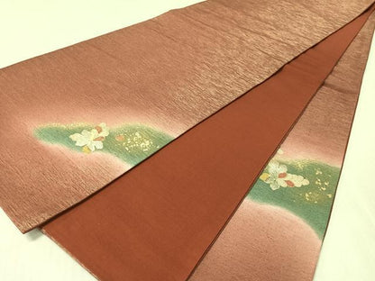 平和屋着物●太鼓柄袋帯　紬地　螺鈿　辻が花　金通し地　正絹　逸品　CABL0243vp