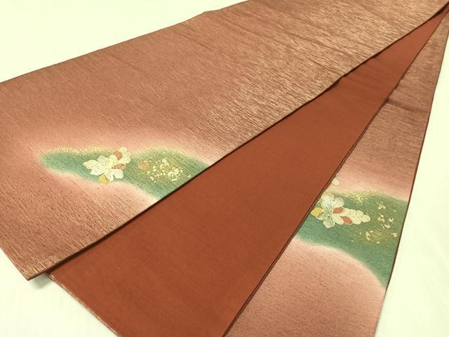 平和屋着物●太鼓柄袋帯　紬地　螺鈿　辻が花　金通し地　正絹　逸品　CABL0243vp