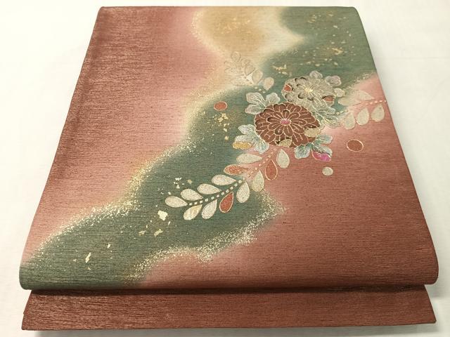 平和屋着物●太鼓柄袋帯　紬地　螺鈿　辻が花　金通し地　正絹　逸品　CABL0243vp