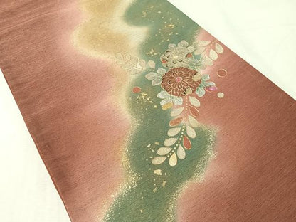 平和屋着物●太鼓柄袋帯　紬地　螺鈿　辻が花　金通し地　正絹　逸品　CABL0243vp
