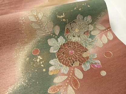 平和屋着物●太鼓柄袋帯　紬地　螺鈿　辻が花　金通し地　正絹　逸品　CABL0243vp
