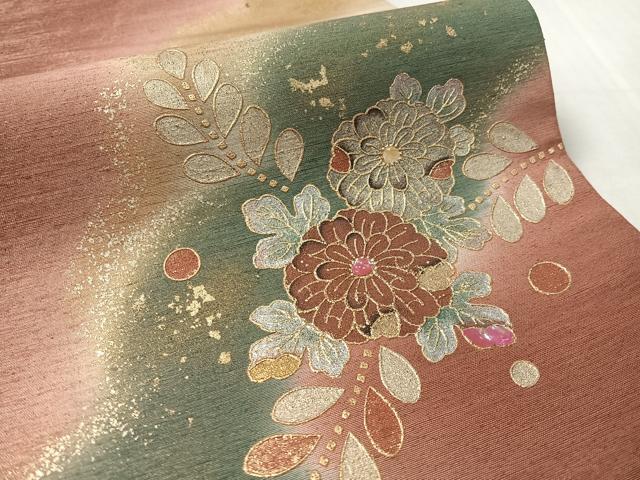 平和屋着物●太鼓柄袋帯　紬地　螺鈿　辻が花　金通し地　正絹　逸品　CABL0243vp
