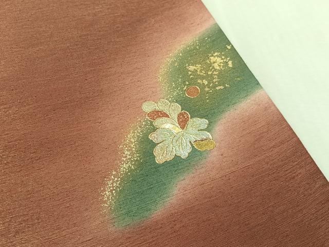 平和屋着物●太鼓柄袋帯　紬地　螺鈿　辻が花　金通し地　正絹　逸品　CABL0243vp