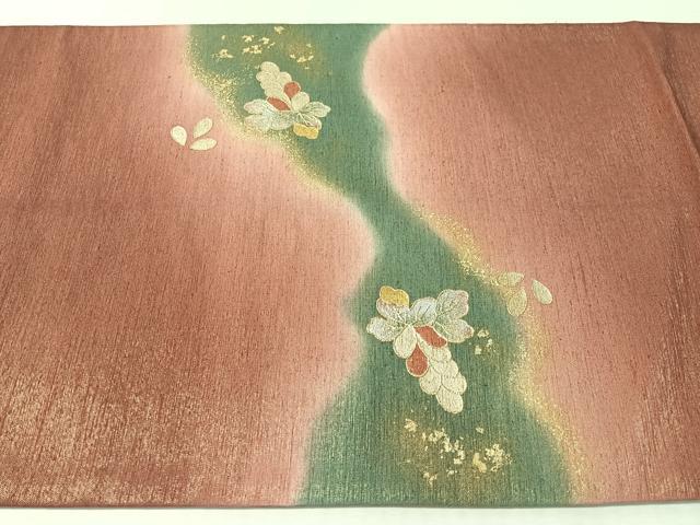 平和屋着物●太鼓柄袋帯　紬地　螺鈿　辻が花　金通し地　正絹　逸品　CABL0243vp