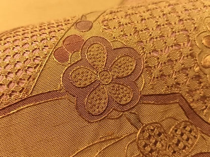 平和屋着物●中国三大刺繍　蘇州刺繍　スワトウ相良刺繍　総刺繍　太鼓柄袋帯　鴛鴦花文　正絹　逸品　CABL0244vp