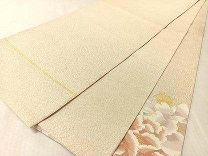 平和屋着物●爪?き本綴れ　太鼓柄袋帯　牡丹　金糸　正絹　逸品　CABL0247vp