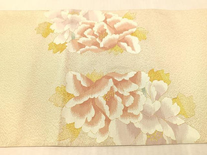 平和屋着物●爪?き本綴れ　太鼓柄袋帯　牡丹　金糸　正絹　逸品　CABL0247vp