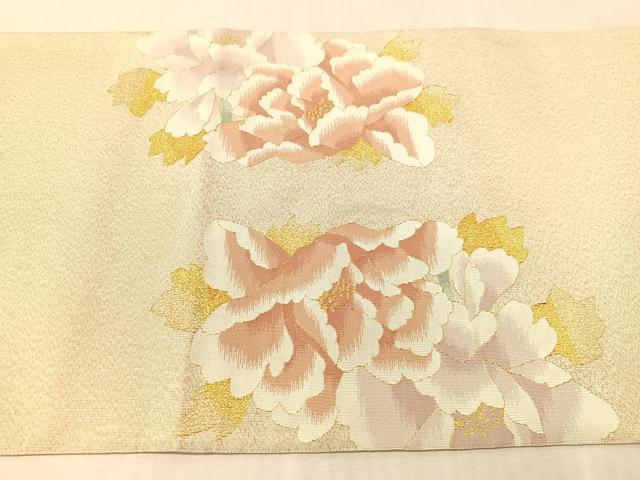 平和屋着物●爪?き本綴れ　太鼓柄袋帯　牡丹　金糸　正絹　逸品　CABL0247vp