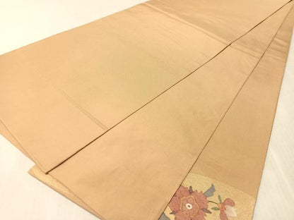平和屋着物●太鼓柄袋帯　すくい織　花唐草文　金糸　正絹　逸品　CABL0248vp