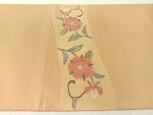 平和屋着物●太鼓柄袋帯　すくい織　花唐草文　金糸　正絹　逸品　CABL0248vp
