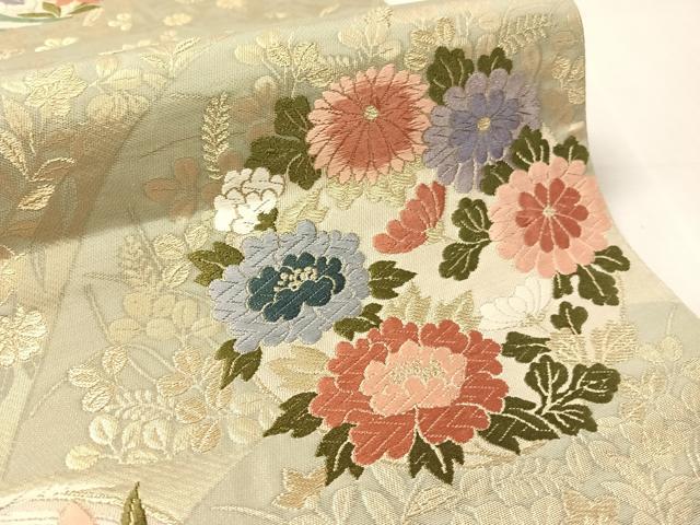 平和屋着物●六通柄袋帯　唐織　草花丸文　金銀糸　正絹　逸品　CABL0249vp