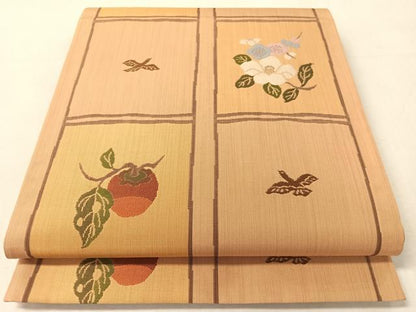 平和屋着物●六通柄袋帯　成り物　金糸　正絹　逸品　CABL0250vp
