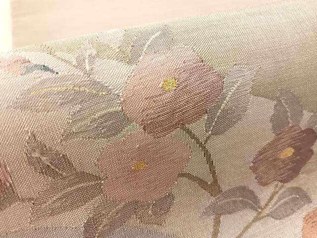 平和屋着物●太鼓柄袋帯　すくい織　切嵌花文　金糸　正絹　逸品　CABL0252vp