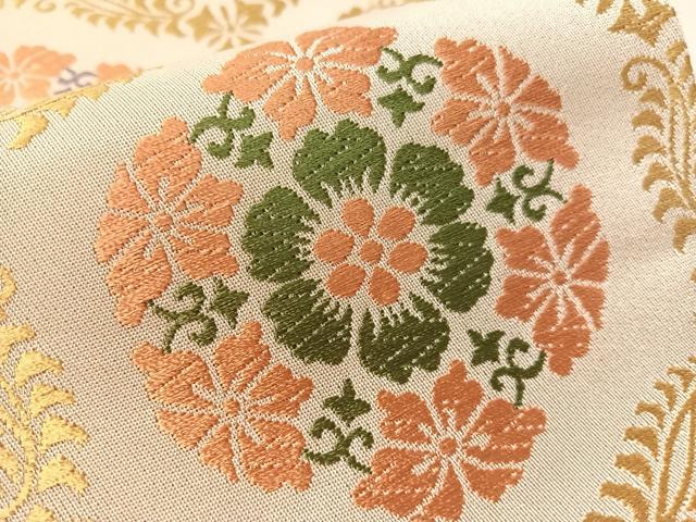 平和屋着物●六通柄袋帯　唐織　亀甲花文　　CABL0259vp