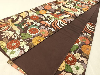 平和屋着物●六通柄袋帯　唐織　鳳凰花文　金糸　正絹　逸品　CABL0260vp