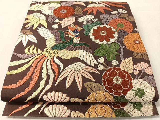 平和屋着物●六通柄袋帯　唐織　鳳凰花文　金糸　正絹　逸品　CABL0260vp