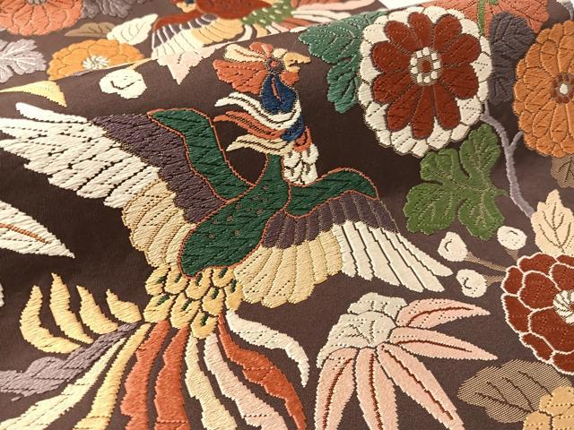 平和屋着物●六通柄袋帯　唐織　鳳凰花文　金糸　正絹　逸品　CABL0260vp