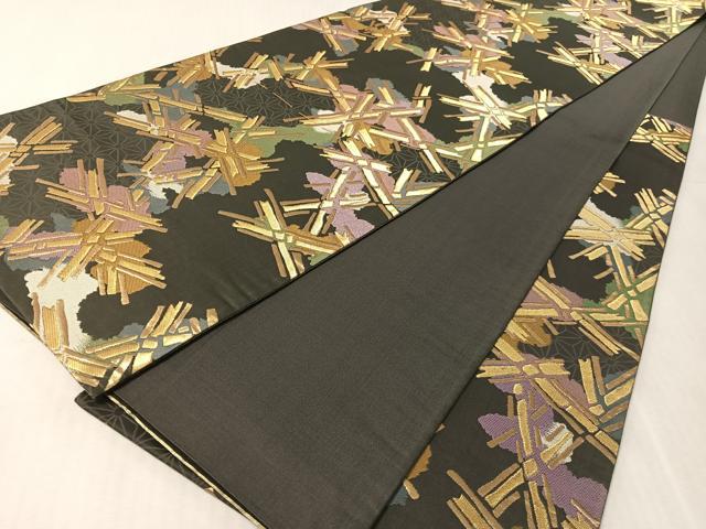平和屋着物●六通柄袋帯　幾何学文様　金糸　正絹　逸品　CABL0261vp