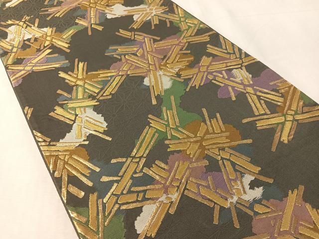 平和屋着物●六通柄袋帯　幾何学文様　金糸　正絹　逸品　CABL0261vp