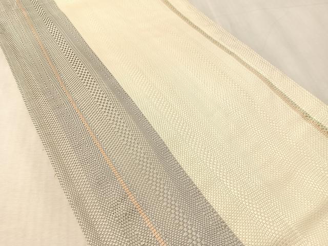 平和屋着物●両面　全通柄袋帯　櫛織　よろけ縞　金銀糸　正絹　逸品　CABL0266vp
