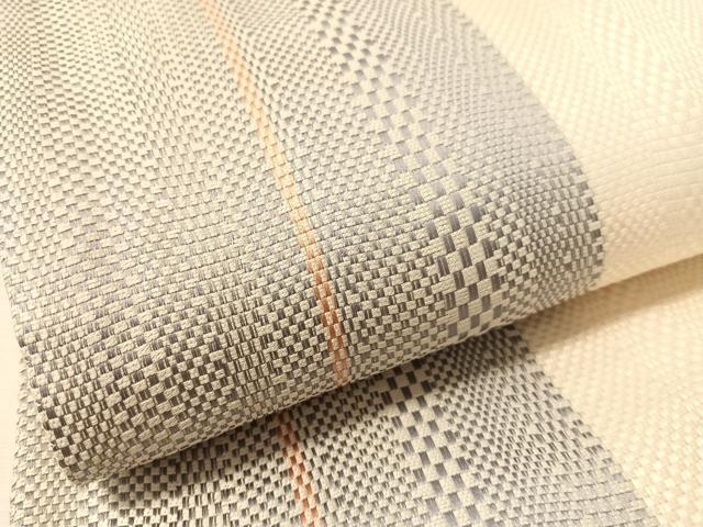 平和屋着物●両面　全通柄袋帯　櫛織　よろけ縞　金銀糸　正絹　逸品　CABL0266vp