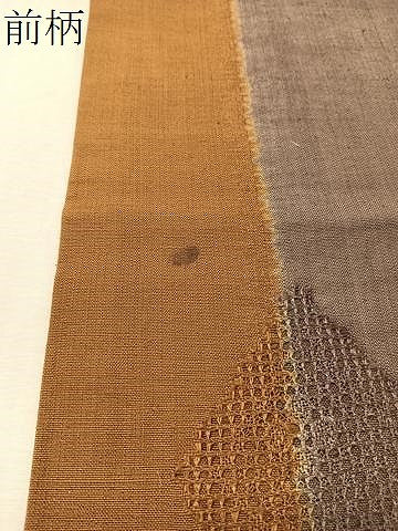 平和屋着物●両面　太鼓柄袋帯　紬地　絞り　ドローンワーク　菱花文　正絹　逸品　CABL0267vp