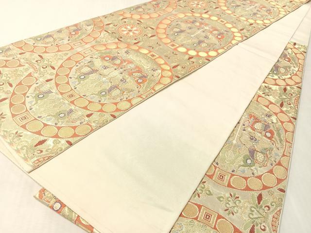 平和屋着物●六通柄　本袋帯　獅子狩錦文　金糸　正絹　逸品　CABL0270vp