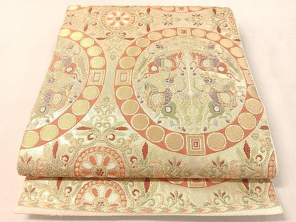 平和屋着物●六通柄　本袋帯　獅子狩錦文　金糸　正絹　逸品　CABL0270vp