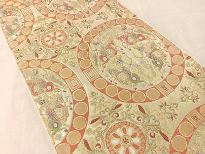 平和屋着物●六通柄　本袋帯　獅子狩錦文　金糸　正絹　逸品　CABL0270vp